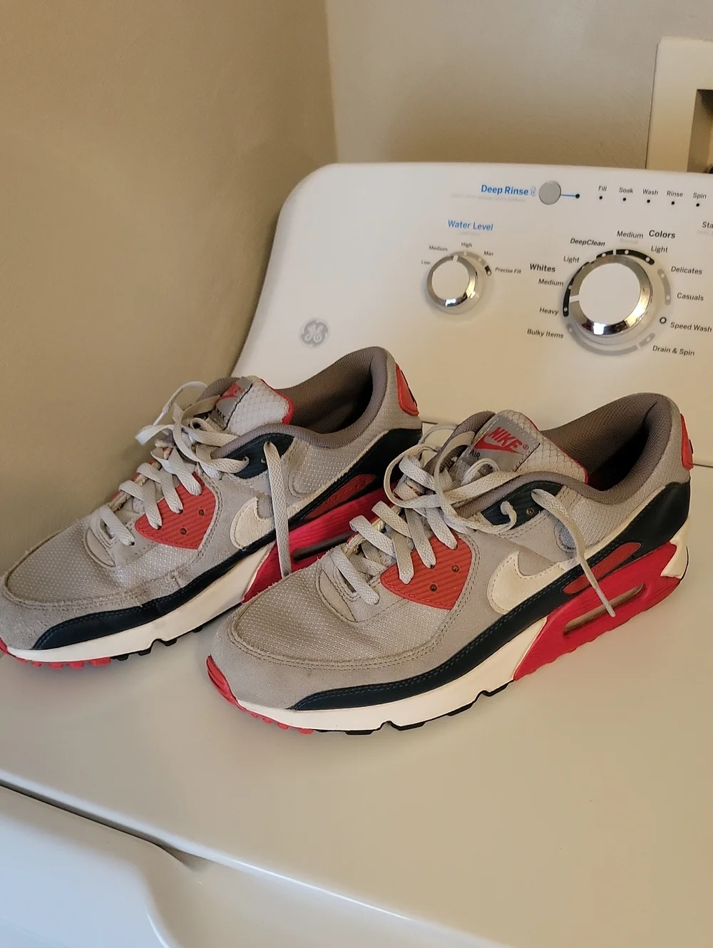 Mens Nike Air Max 90 Grey Red Blue Size 12 Used No Box!